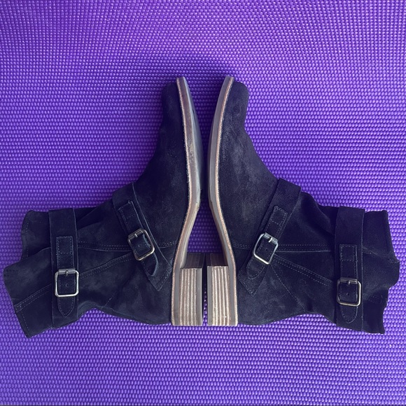 Paul Green Munchen Suede Buckle Moto Boots - Picture 4 of 13